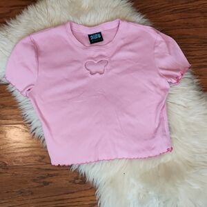 A. LAB Urban Outfitters Baby Pink Cutout Crop Top